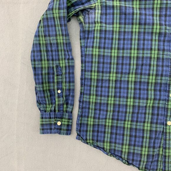 J. Crew Button Down Shirt Mens Large Plaid Green Blue Long Sleeved Black Watch - Picture 3 of 16